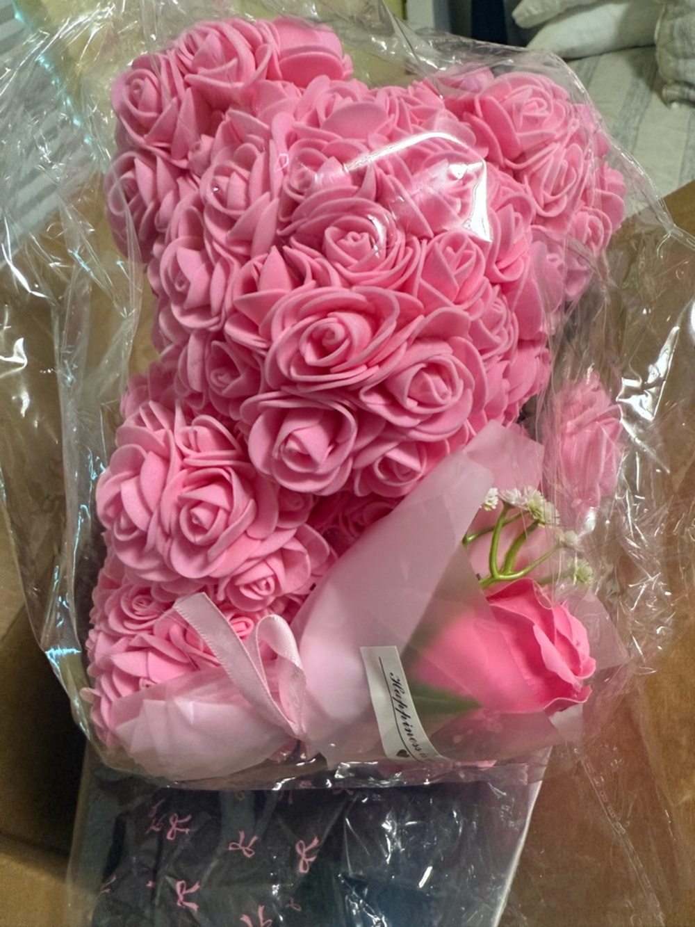 Pink Rose Foam Teddy Bear Bouquet